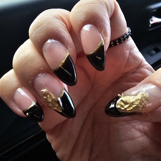 ［07］ネイルチップ フレンチネイル ブラック ミラーフレンチ オーダー 07］ネイルチップ フレンチネイル ブラック ミラーフレンチ