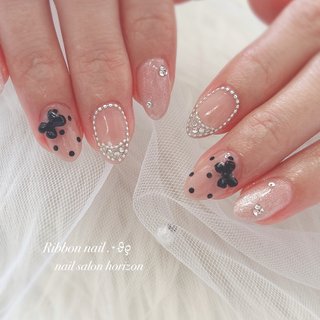 ネイルチップ ワンホン リボン ビジュー グラデ ネイルチップ グラデ ワンホン リボン ビジュー ピクシー ネイル
