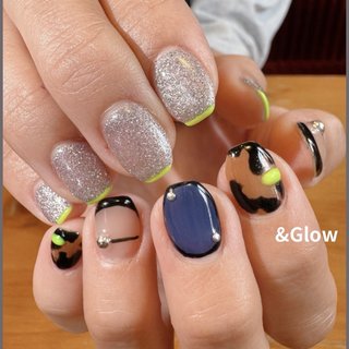 レオパード(ヒョウ柄)/＃アシンメトリーネイルのネイルデザイン