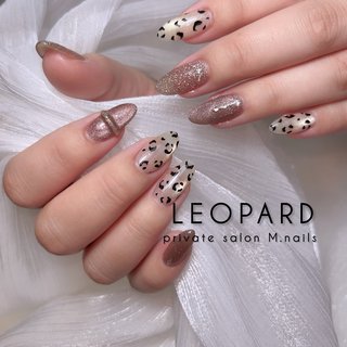 ネイルチップ　ヒョウ柄ネイル　アクセサリーネイル　リングネイル ヒョウ柄 レオパード ネイルチップ リングネイル ネイル