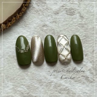 ［45］ネイルチップ マグネットネイル グリーン 秋 冬 シンプル 大人ネイル 🥝🍏🍐 #緑ネイル #緑ネイルデザイン #黄緑ネイル #グリーンネイル