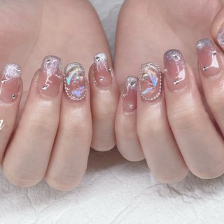 シルバーマグネットネイル 01 クリアハート 韓国 ラメ 冬 秋 ワンホン