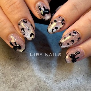 オーダーネイルチップNo.76 レオパード柄 大人可愛い マグネットベース オーダーネイルチップNo.76 レオパード柄 大人可愛い マグネット