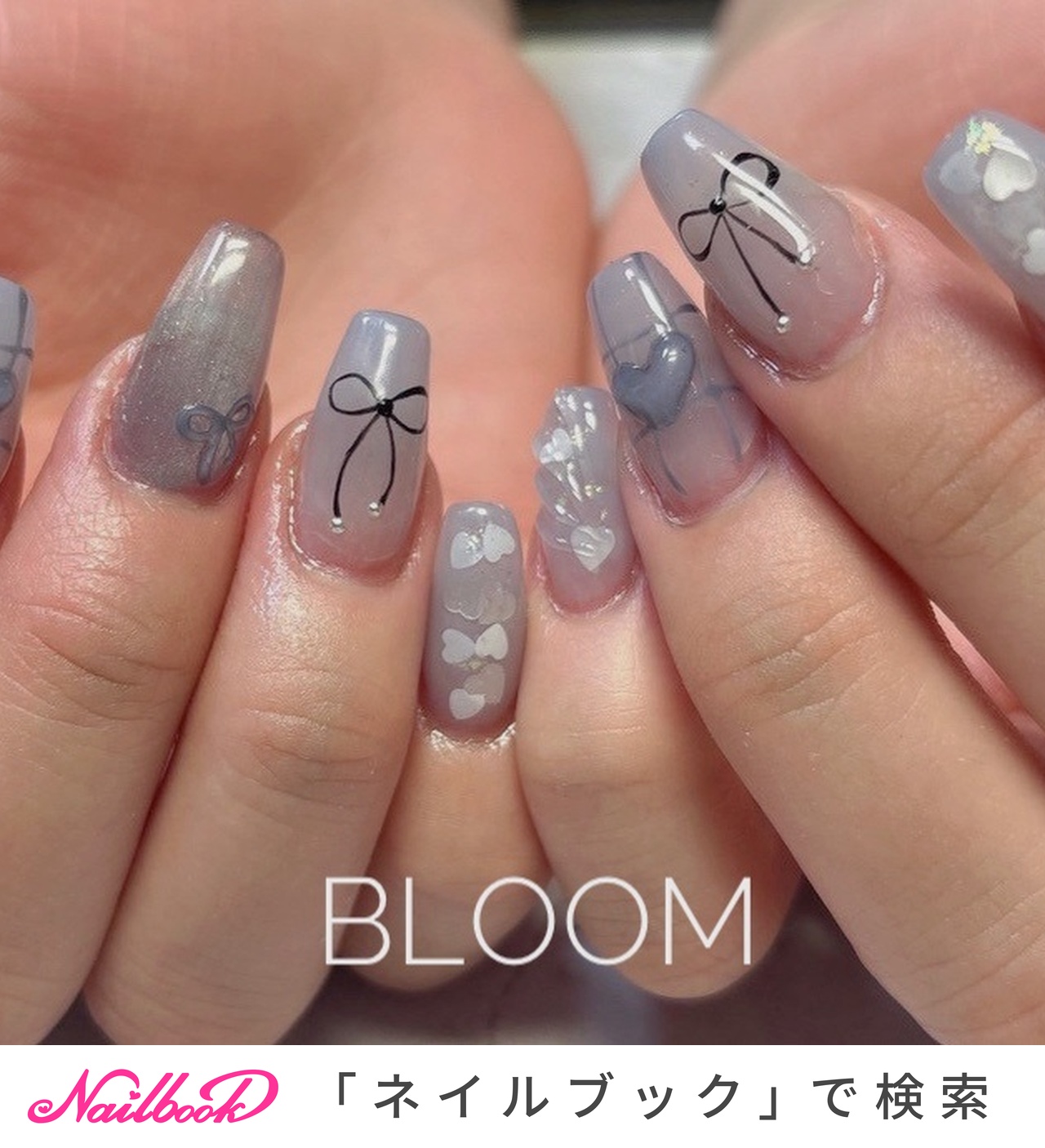 オーダー】ネイルチップ ニュアンス ハート チェック 推し no.48