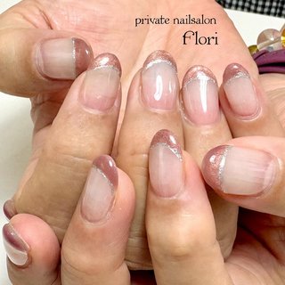 フレンチネイル(フレンチ)/#シルバーラインネイルのネイルデザイン