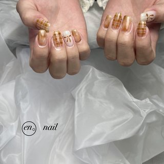 チェック/リボン/マグネットネイルのネイルデザイン｜ネイルブック