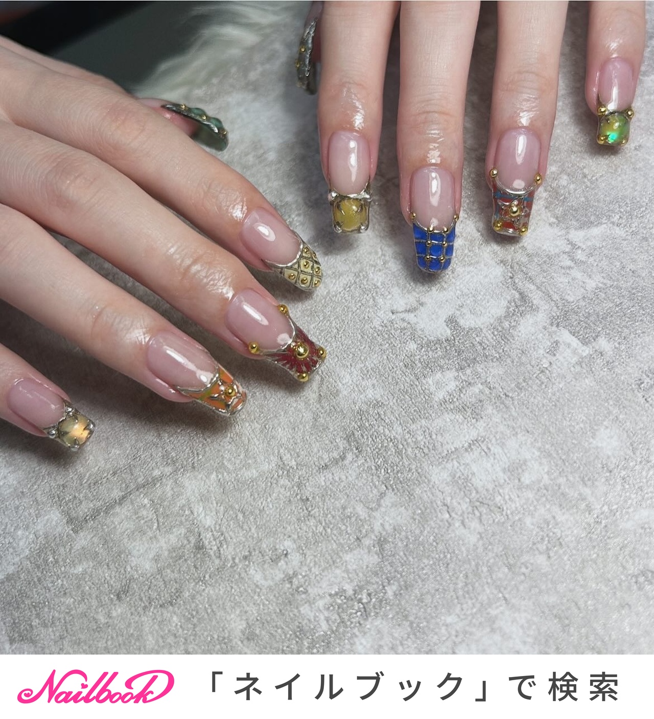 06))ネイルチップ フレンチガーリー ニュアンス 個性 夏ネイル 派手ネイル 06))ネイルチップ フレンチガーリー ニュアンス 個性 夏ネイル