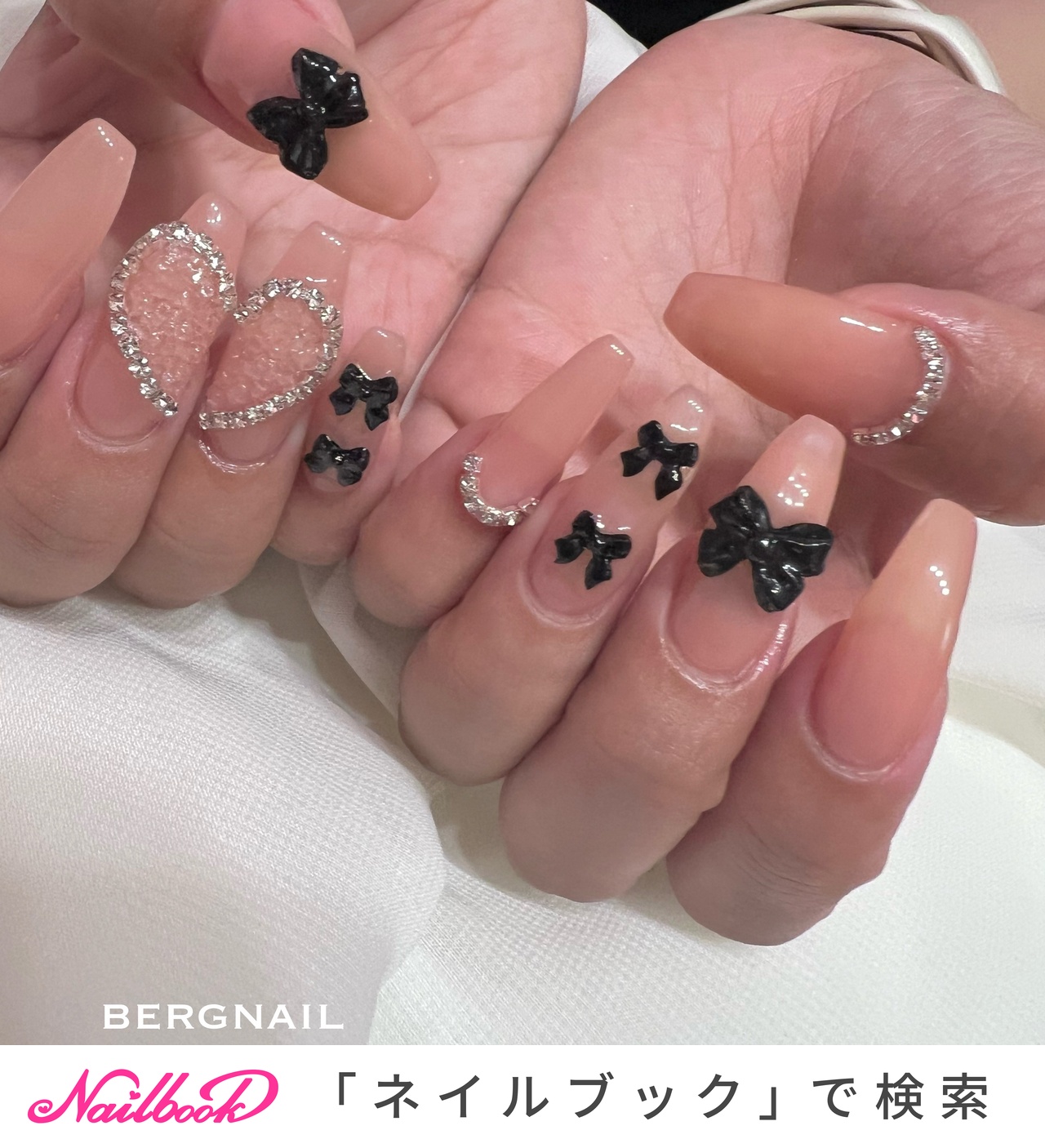 オーダー】ネイルチップ パール ピクシー ブルー リボン オーダー