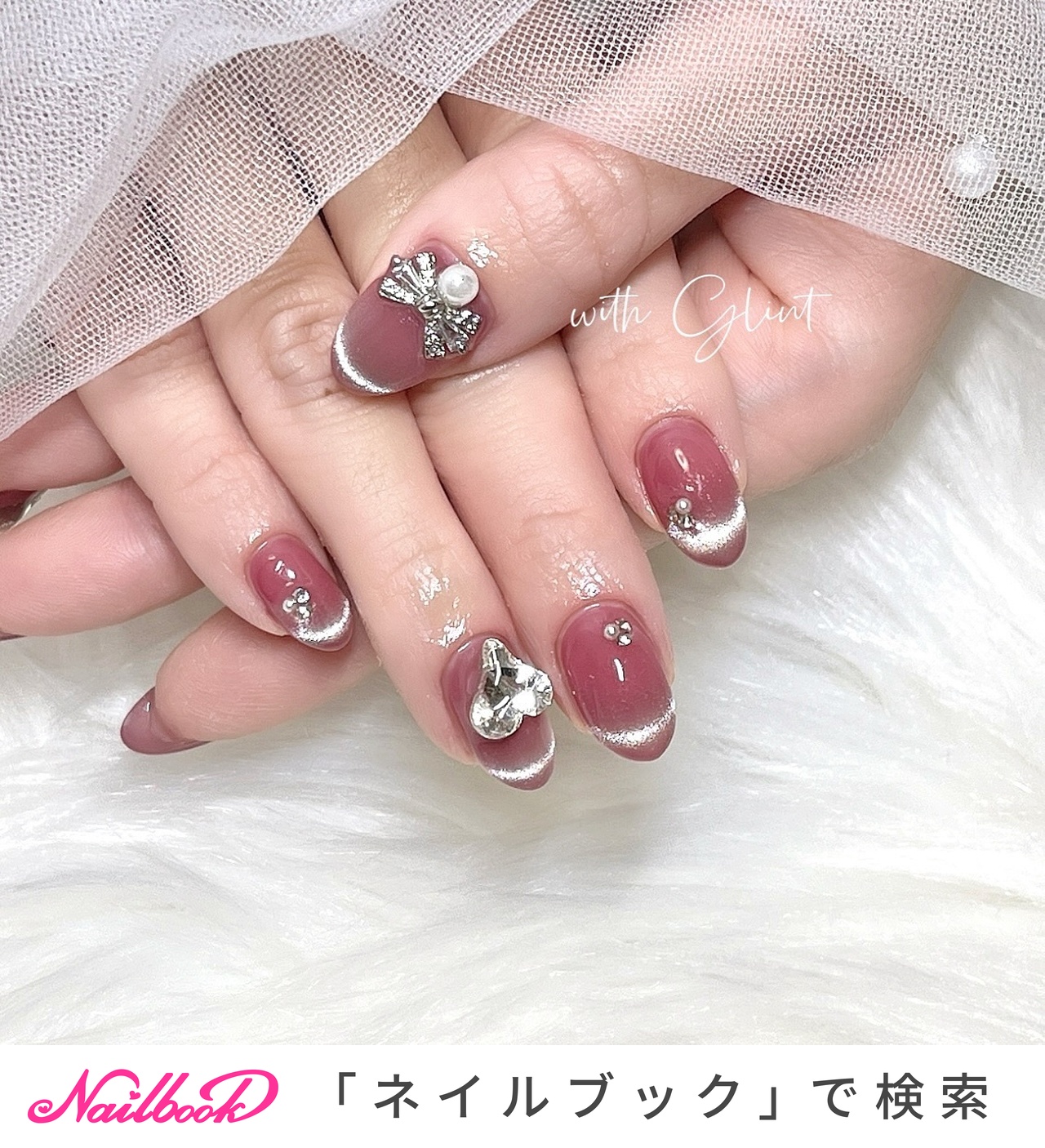 20))ワンホンネイル フレンチガーリー マグネットネイル ピンクネイル ブルー nail salon Mignon ワンホンネイル／韓国ネイル／透け感ネイル