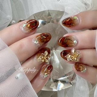 ［40］ネイルチップ マグネット 秋ネイル フラワー ホログラム オレンジ 花 40］ネイルチップ マグネット 秋ネイル フラワー ホログラム オレンジ