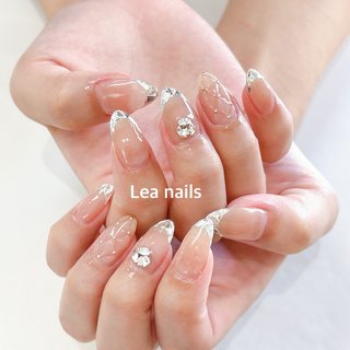 オーダー ネイルチップ ガラスフレンチ 埋め尽くし ニュアンスネイル