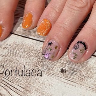 40］ネイルチップ マグネット 秋ネイル フラワー ホログラム