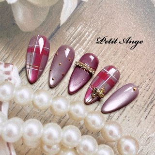 秋ネイル チェックネイル リボンネイル マグネットネイル ネイルチップ size order】ネイルチップ チェックネイル マグネットネイル リボン