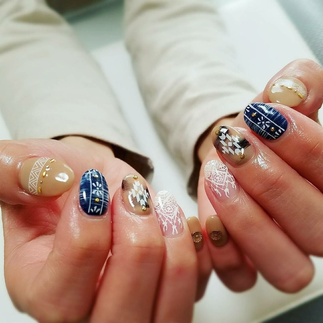 オールシーズン ハンド エスニック ネイティブ ホワイト Msnail123のネイルデザイン No ネイルブック