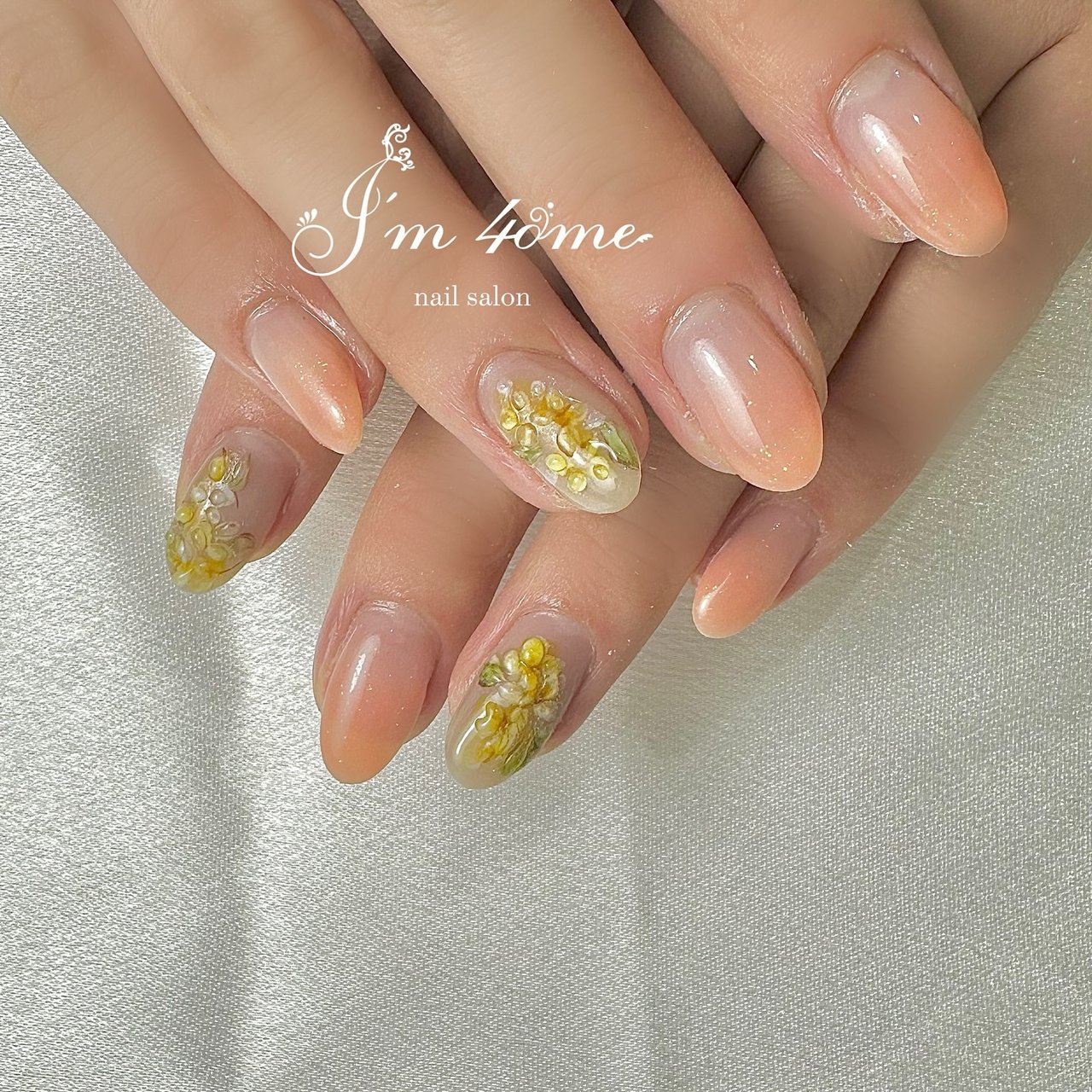 秋/ハンド/フラワー/ぷっくり/オレンジ - hitomiのネイル