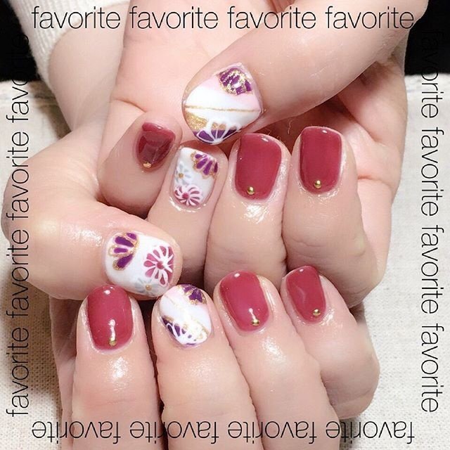 お正月 成人式 卒業式 女子会 ハンド Mioumodeのネイルデザイン No ネイルブック