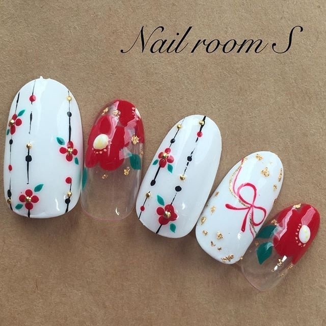 ハンド フラワー レトロ 和 ホワイト ｎailroom ｓ Shiho Hiratouのネイルデザイン No ネイルブック