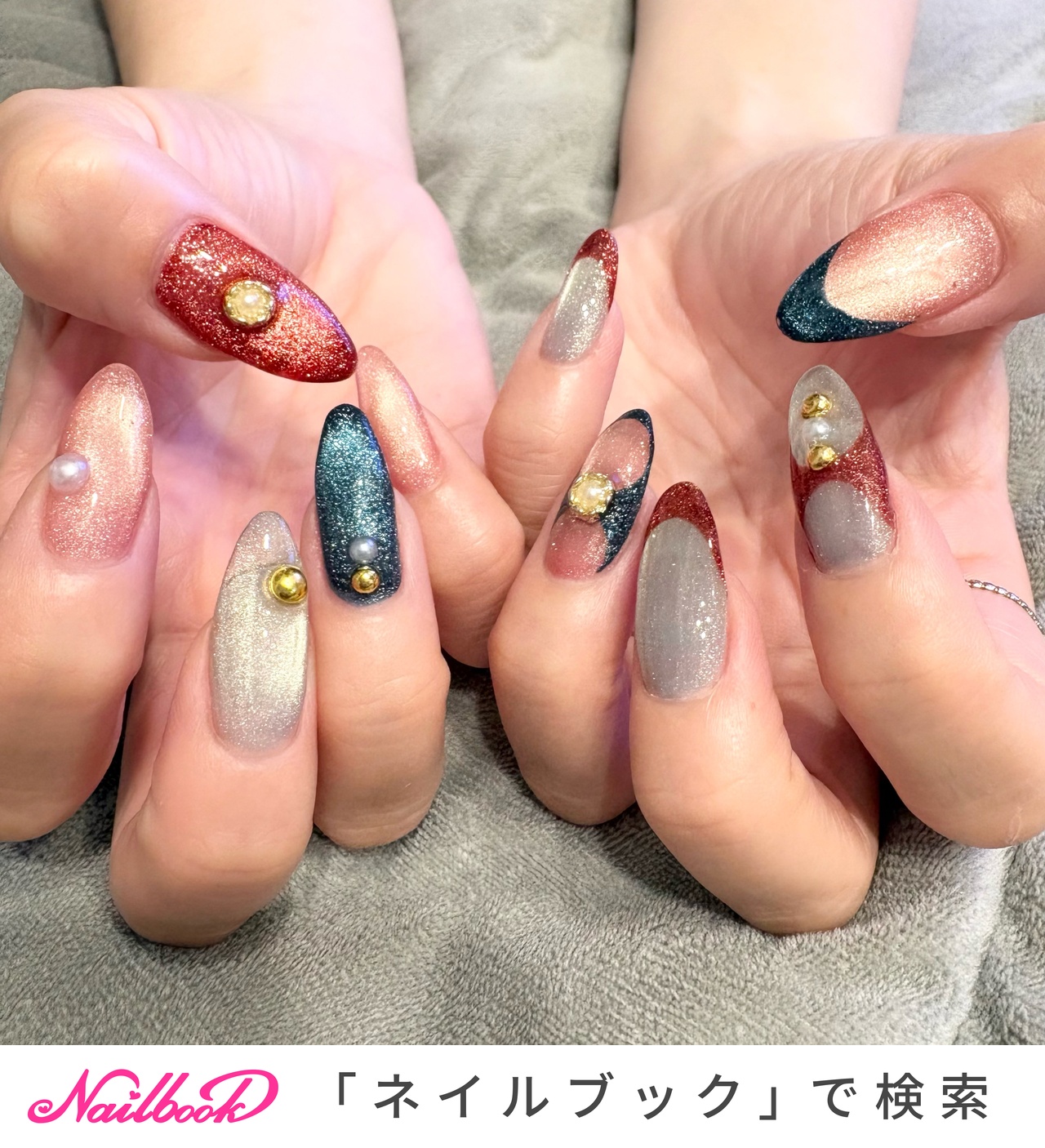 ブルー(青)/#マグネットフレンチのネイルデザイン｜ネイルブック