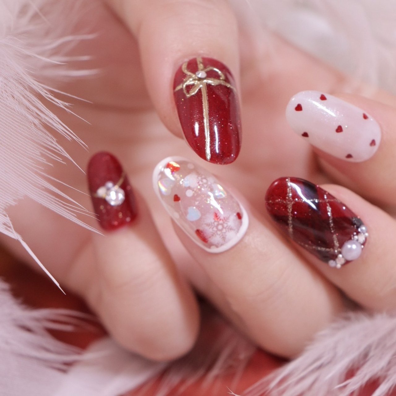 冬/ハンド/ホログラム/キラキラ/ホワイト - ST☆NAILのネイルデザイン