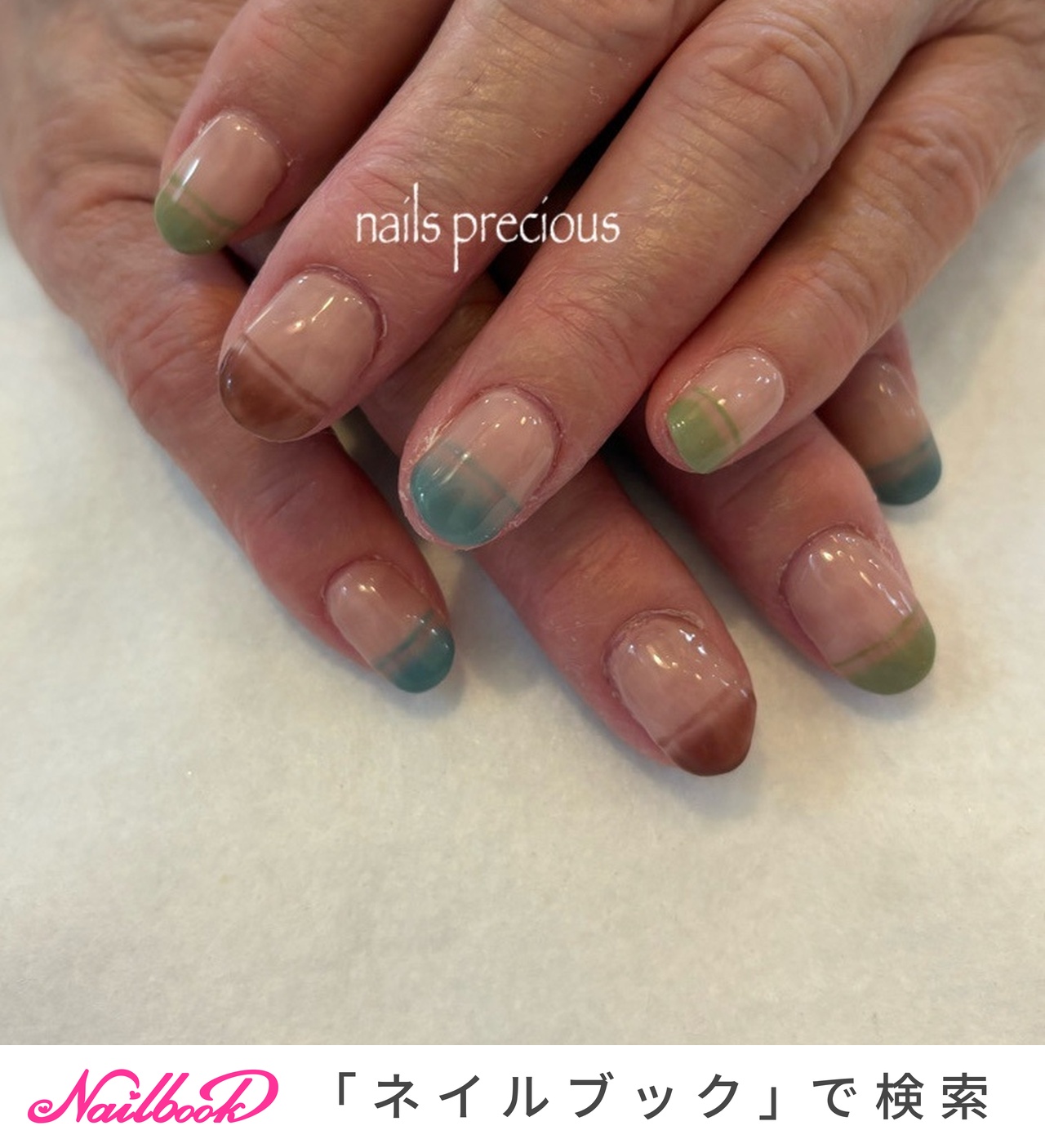 ［39］ネイルチップ マグネットネイル フレンチ 秋ネイル グリーン ニュアンス 39］ネイルチップ マグネットネイル フレンチ 秋ネイル グリーン