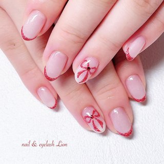 秋ネイル チェックネイル リボンネイル マグネットネイル ネイルチップ