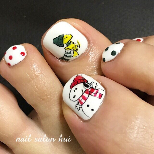 冬 お正月 クリスマス フット キャラクター Nailsalon Huiのネイルデザイン No ネイルブック