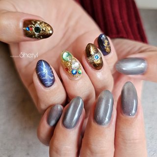 オールシーズン/ハンド/シルバー/ジェルネイル - YURIのネイルデザイン