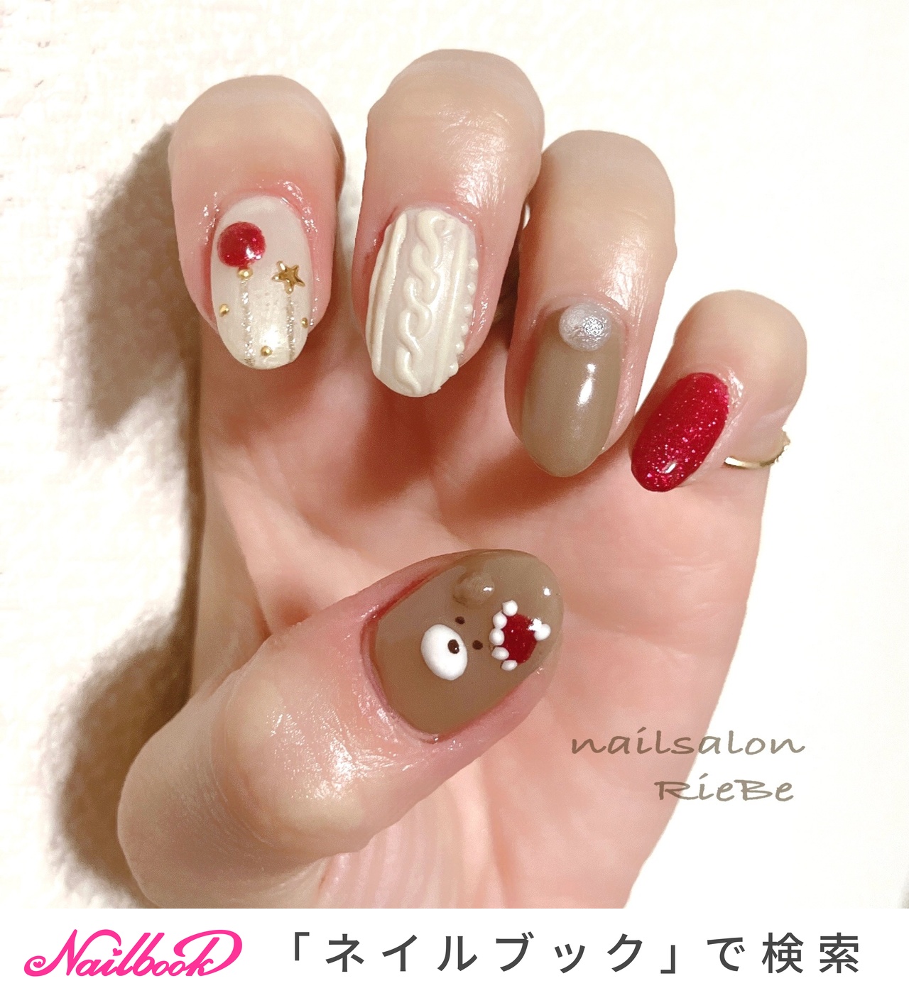 2025年】新着順｜ニット/#赤ネイルのネイルデザイン｜ネイルブック