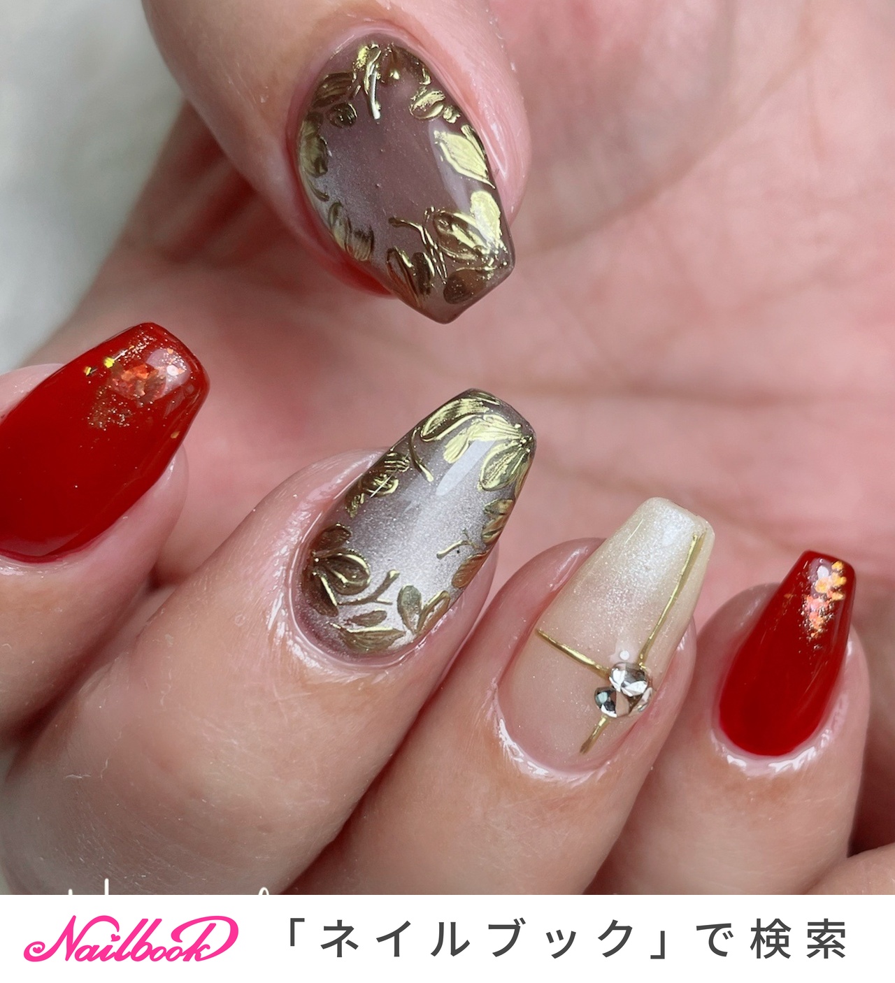 ［40］ネイルチップ マグネット 秋ネイル フラワー ホログラム オレンジ 花 40］ネイルチップ マグネット 秋ネイル フラワー ホログラム オレンジ