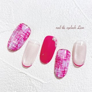 秋ネイル チェックネイル リボンネイル マグネットネイル ネイルチップ 手書き風チェックネイルチップ マグネット リボン ジェルネイル 秋