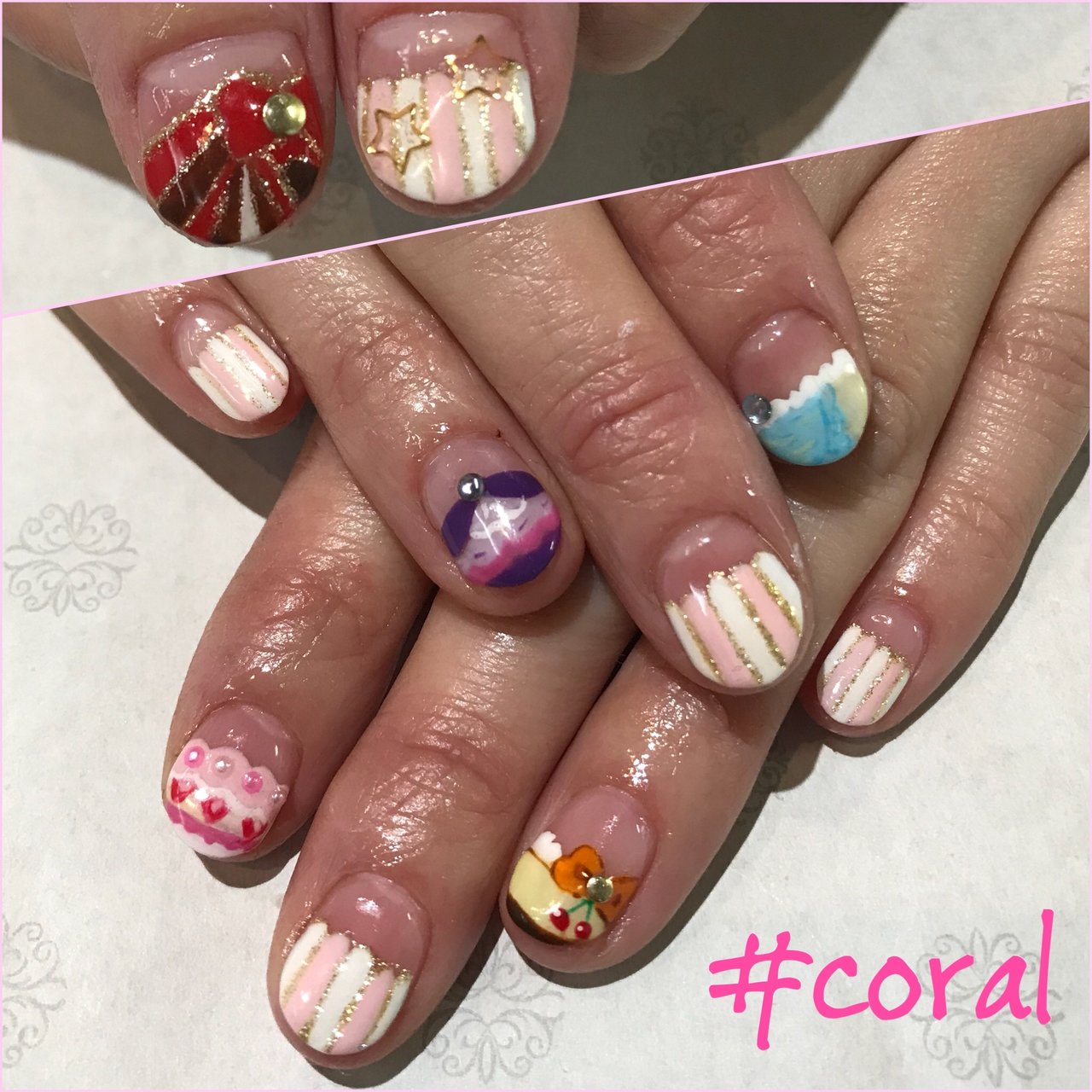 オールシーズン ハンド キャラクター ショート ジェル 39nail Coralのネイルデザイン No ネイルブック