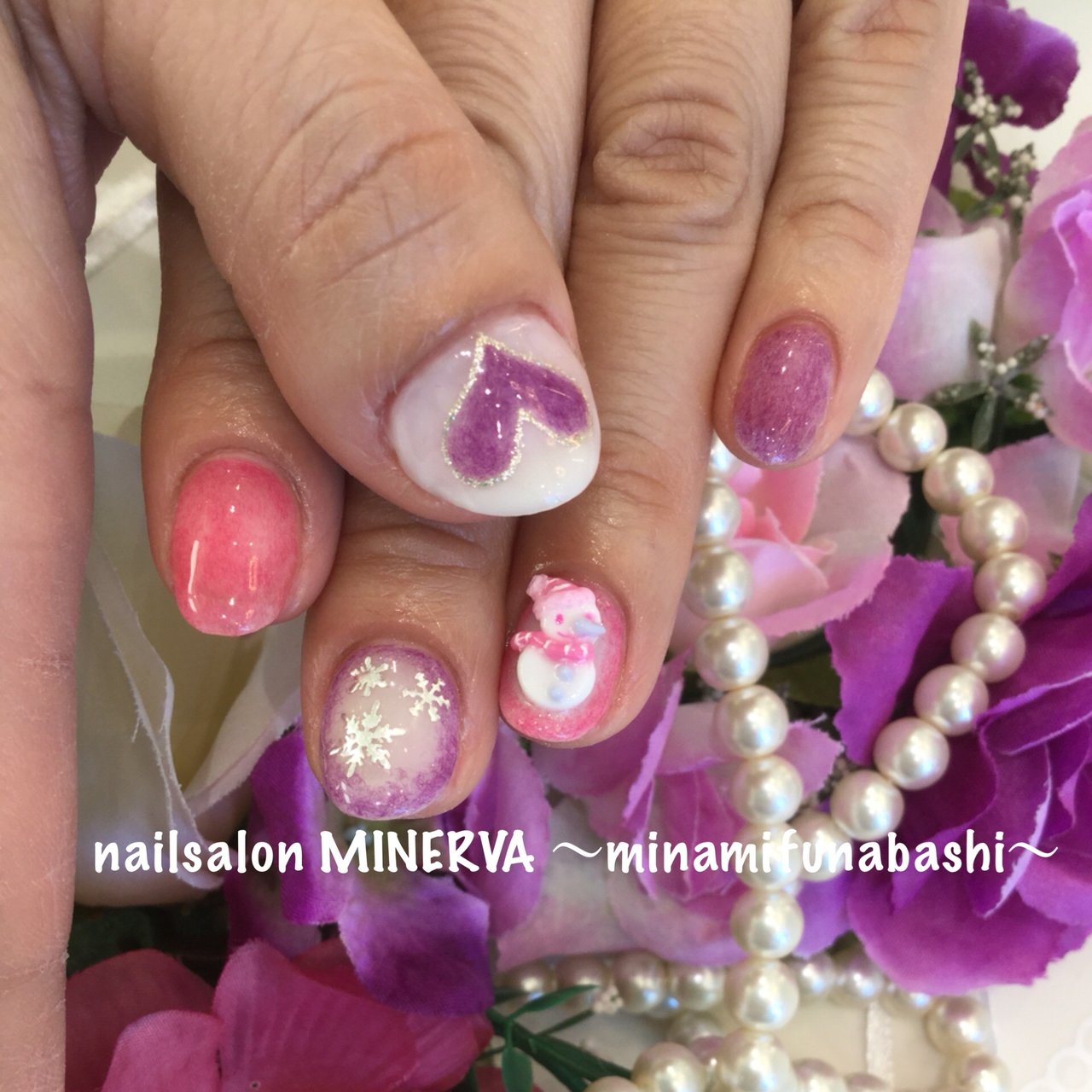 冬 お正月 クリスマス ハンド ハート Nailsalon Minervaのネイルデザイン No ネイルブック