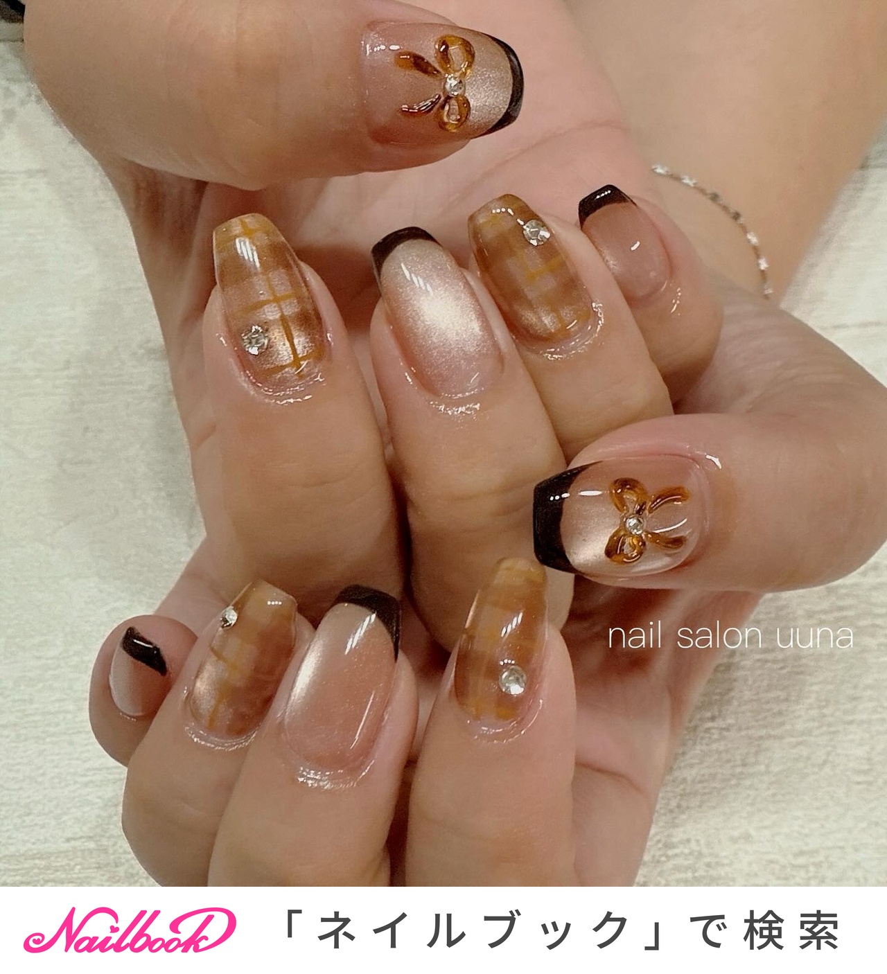 ネイルチップ　サイズオーダー　リボンネイル　べっこうネイル ネイルチップ サイズオーダー リボンネイル べっこうネイル 楽天市場