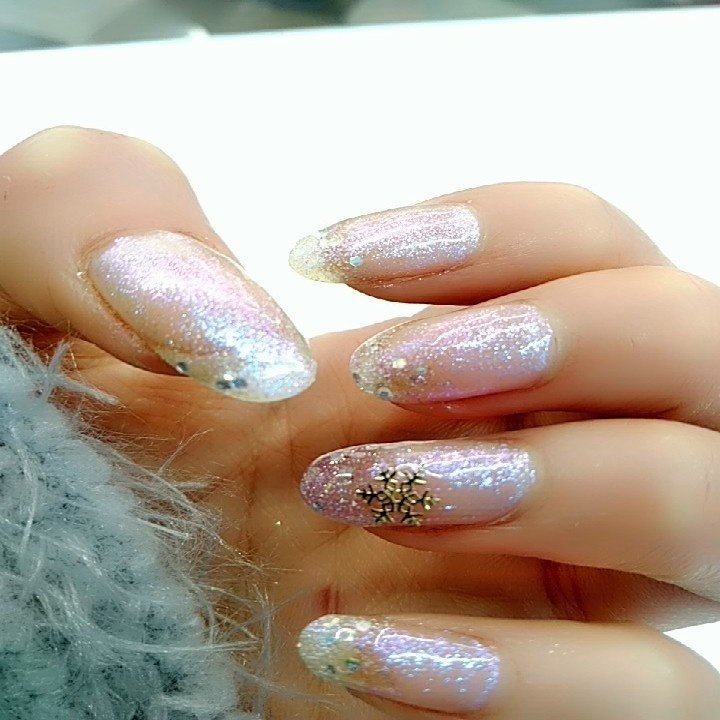 冬 クリスマス クリア ピンク シルバー Cafe Nail 響のネイルデザイン No ネイルブック