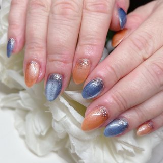 mmちゃん 青色グラデーションデザイン 夏/ハンド/グラデーション/マーメイド/水色 - 桜ネイルサロンのネイル