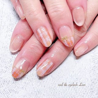 2026年】新着順｜#オレンジチェックネイルのネイルデザイン｜ネイルブック