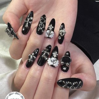 ワンホン/ブラック/ジェルネイル - 'oLu Nailのネイルデザイン[No