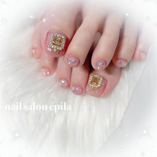 フットネイルチップ ワンホン ビジュー マグネット フラワー キラキラ フットネイルチップ ワンホン ビジュー マグネット フラワー キラキラ