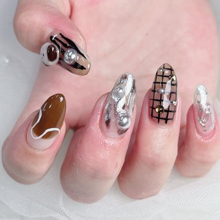 ハンド/フレンチ/リボン/ちゅるん/ワンホン - mii0069のネイルデザイン