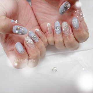 秋/ハンド/ワンカラー/フラワー/3D - MalonBlueNailのネイルデザイン