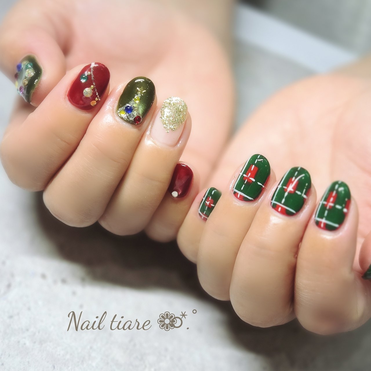 冬/クリスマス/ハンド/チェック/マグネット - Nail Salon tiareの 