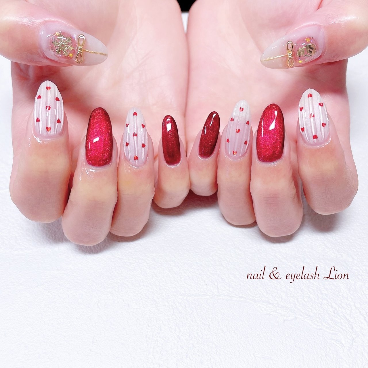 冬/ハンド/ハート/マグネット/ミディアム - lionnail_yoshinoのネイル
