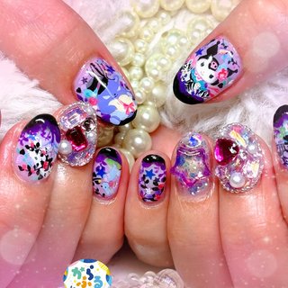 ♡オーダーネイル♡王冠ハート×手書き文字×ハートホロ×パールネイル♡紫♡ 人気順｜#王冠ネイルのネイルデザイン(2ページ目)｜ネイルブック
