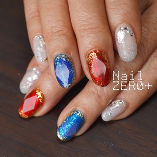 宝石 ルビー ネイル 宝石カラーのプリンセスティアラネイル ルビー 