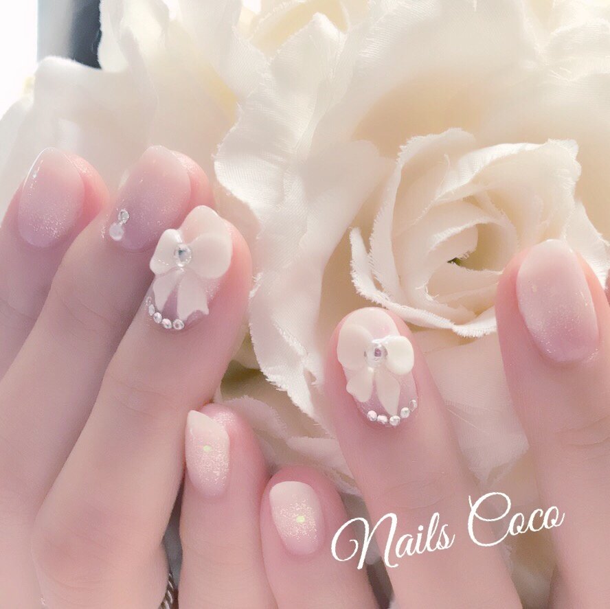 ブライダル パーティー 3d リボン Nailscoco のネイルデザイン No ネイルブック