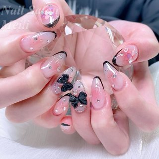 ビューティーネイル　ピンクブラック　リボン24pcs 人気順｜ピンク/ブラック/#リボンネイルのネイルデザイン｜ネイルブック