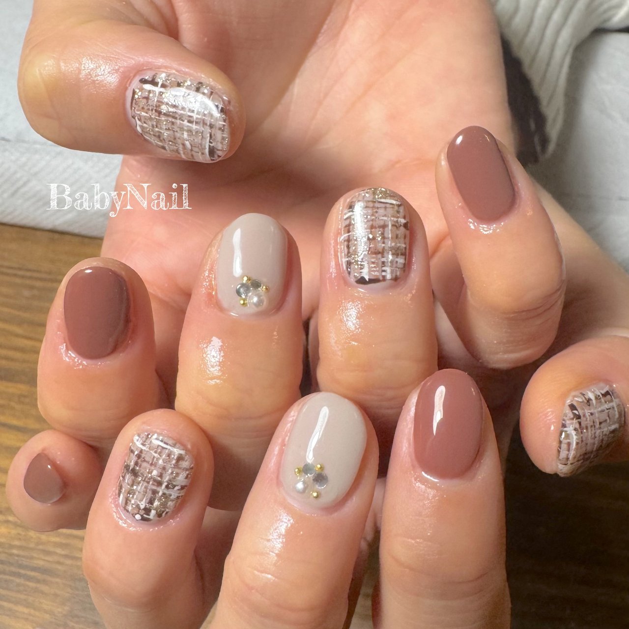 秋/冬/ハンド/ツイード/ショート - NORIKOのネイルデザイン[No.9760054