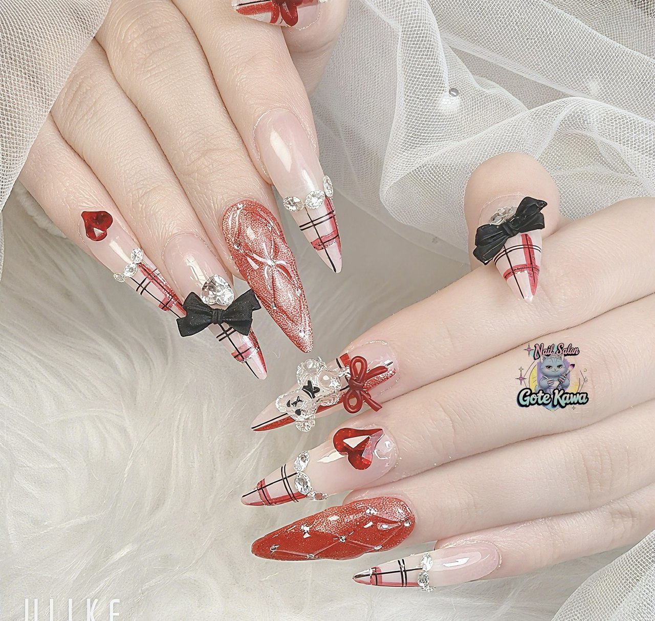 ネイル✨set 早い者勝ち 冬/お正月/クリスマス/ハンド/チェック - Gote Kawa Nail Salonの