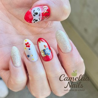 だるま　ジェルネイル だるまさんがころんだ！ 年末年始にちょっと遊び心のある縁起物ネイル