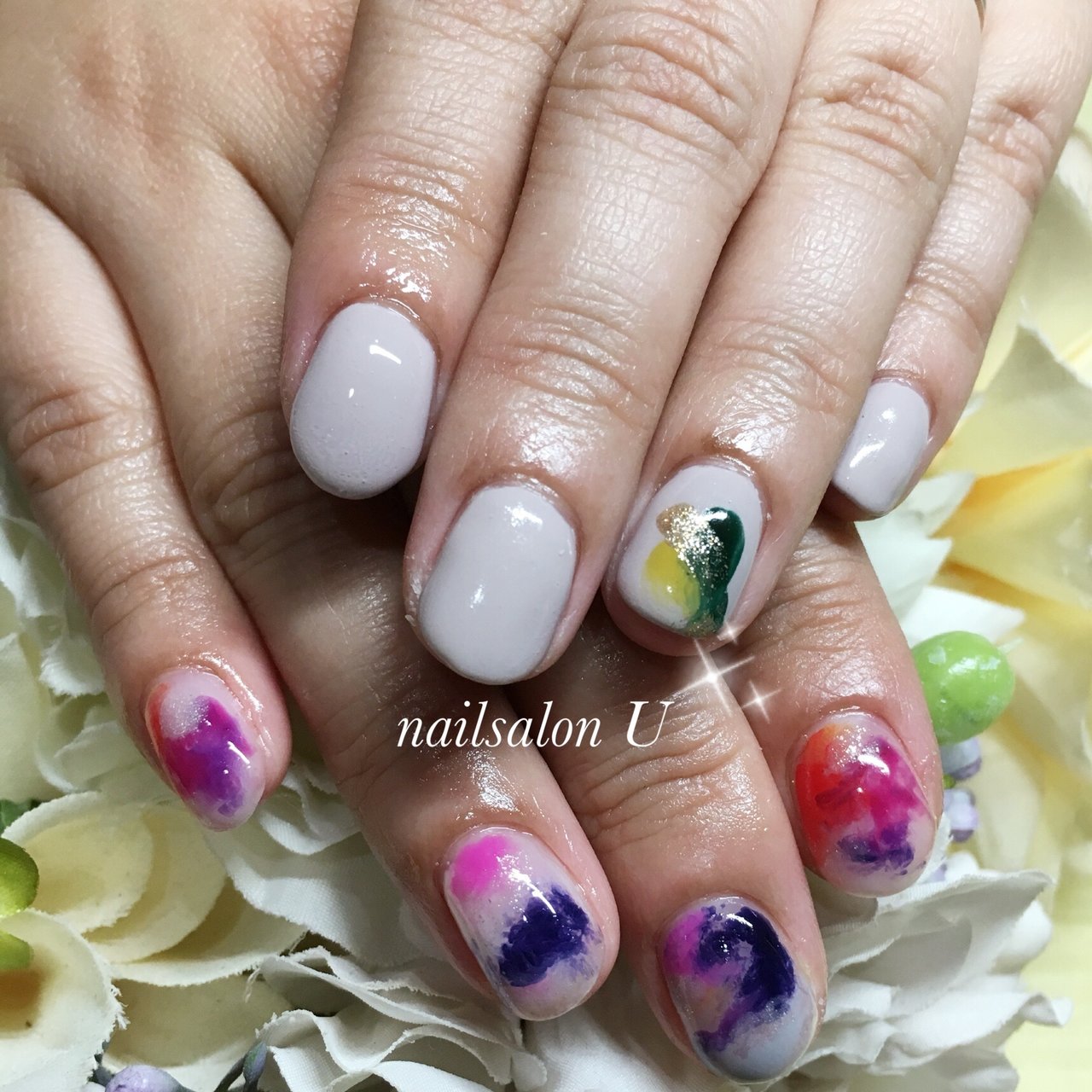 オールシーズン ハンド ニュアンス ショート カラフル 東野優のネイルデザイン No ネイルブック